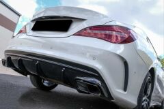 Mercedes Uyumlu W117 CLA İçin CLA45 Görünüm Difüzör ve Egzoz Seti 13-15 (Siyah Egzoz İle)