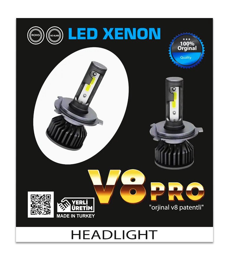 V8Pro 9006 Led Xenon Beyaz 12V / 50W / 8000 Lumens