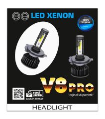 V8Pro H8 Led Xenon Beyaz 12V / 50W / 8000 Lumens