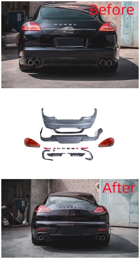 Porsche Panemera 2011-2013 İçin Uyumlu Arka Tampon+Stop Facelift