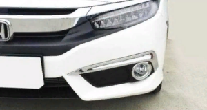 Honda Civic Fc5 Uyumlu Yedek Parça 2016-2019 Ön Sis Kaşı Ve Halka Kaplaması Nikelaj