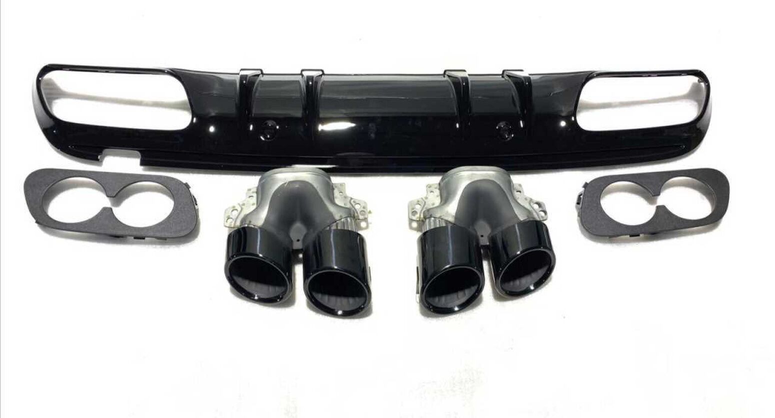 Mercedes W205 Coupe C43 Uyumlu Difüzör & Egzoz Seti (Siyah Egzoz İle)