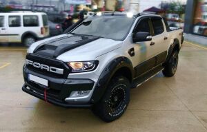 Ford Ranger Uyumlu Yedek Parça 2006+ Off Road Ön Tampon Koruma Demiri Siyah (Tekli Bıyık) AQM4WD PST20