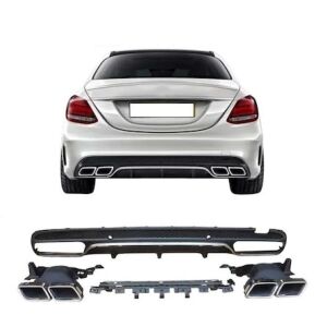 Mercedes W205 C63 Amg Sedan Uyumlu Yedek Parça Difüzör Silver Egzoz Seti