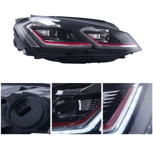 Volkswagen Golf 6 2008-2013 Uyumlu Yedek Parça 7.5 Style Kırmızı Şeritli Led Far Seti LAM-T102