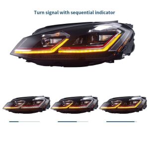 Volkswagen Golf 6 2008-2013 Uyumlu Yedek Parça 7.5 Style Kırmızı Şeritli Led Far Seti LAM-T102