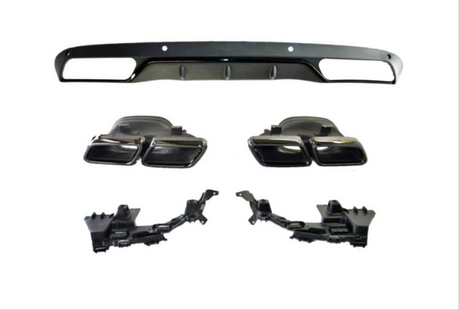 Mercedes W205 Uyumlu C63 Sedan Siyah Difüzör Siyah Egzoz Seti