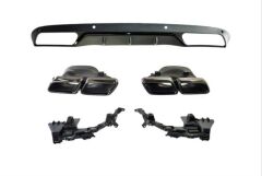 Mercedes W205 Uyumlu C63 Sedan Siyah Difüzör Siyah Egzoz Seti