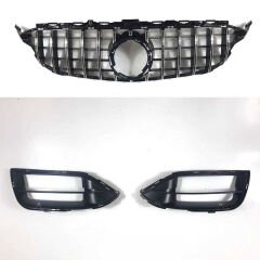 Mercedes W205 C63 Uyumlu Ön Tampon & Panjur Seti (Makyajlı Görünüm) (Siyah Trimler)