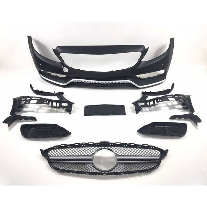 Mercedes W205 2014-2018 C63 Uyumlu Ön Tampon & Panjur Seti (Silver Trimler)