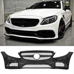 Mercedes W205 2014-2018 C63 Uyumlu Ön Tampon & Panjur Seti (Siyah Trimler)