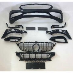 Mercedes W205 2014-2018 C63 Uyumlu Ön Tampon & Panjur Seti (Siyah Trimler)