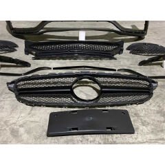 Mercedes W205 2014-2018 C63 Uyumlu Ön Tampon & Panjur Seti (Siyah Trimler)