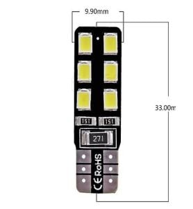 T10 Led Ampul 12 Çipli Beyaz 12 Volt