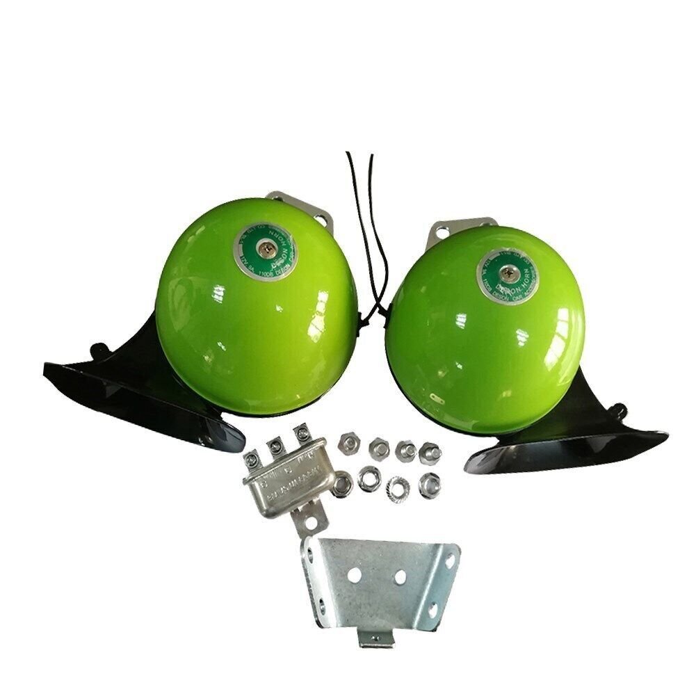 12V Elektrikli Çift Tonlu Yüksek Sesli Salyangoz Boynuz Korna Yeşil