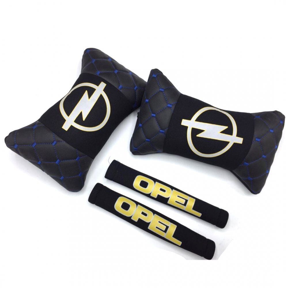 Opel Uyumlu Yedek Parça Logolu Boyun Yastığı ve Emniyet Kemer Kılıfı Siyah