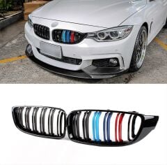 Bmw 4 Serisi F32 İçin Uyumlu 2013-2019 M4 Görünüm Böbrek Çift Çizgi Panjur M Renk