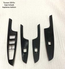 Hyundai Tucson 2015-2018 Kapı Kolçak Kaplama Karbon (Koltuk Isıtıcı Model)