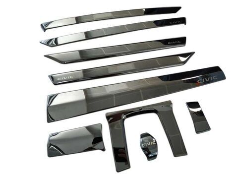 Honda Civic Fc5 Uyumlu Yedek Parça 2016-2020 İç Konsol Kaplaması Füme 9 Parça