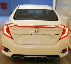 Honda Civic Fc5 2016-2021 Hareketli Sinyalli Led Stop Ve Spoiler Takımı Kırmızı