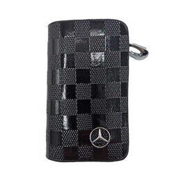 Mercedes İçin Uyumlu Yedek Parça Fermuarlı Parlak Deri Uyumlu Anahtar Kabı