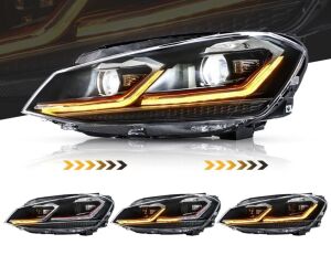 Volkswagen Golf 7.5 Uyumlu Yedek Parça MK7.5 2018-2020 J Led Far Gtı Kırmızı