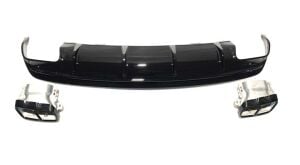 Mercedes W117 CLA 45 2016-2019 Uyumlu Yedek Parça Difüzör Siyah Egzoz Seti