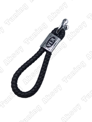 Kia Örgülü Deri Kayış Anahtarlık Siyah