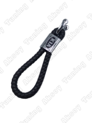 Kia Örgülü Deri Kayış Anahtarlık Siyah