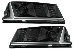 Audi A4 B9 Sedan 2016-2018 RS4 Dizayn S4 Tampon Uyumlu Yedek Parça Silver Mercekli Sis Kapağı