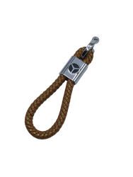 Mercedes Uyumlu Örgülü Deri Kayış Anahtarlık Kahverengi