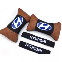Hyundai Logolu Boyun Yastığı ve Emniyet Kemer Kılıfı Kahverengi