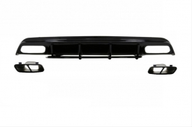 Mercedes W176 16-18 A45 Difüzör & Egzoz Seti (Parlak Siyah) - Siyah Egzoz İle (Amg Paket İçin)